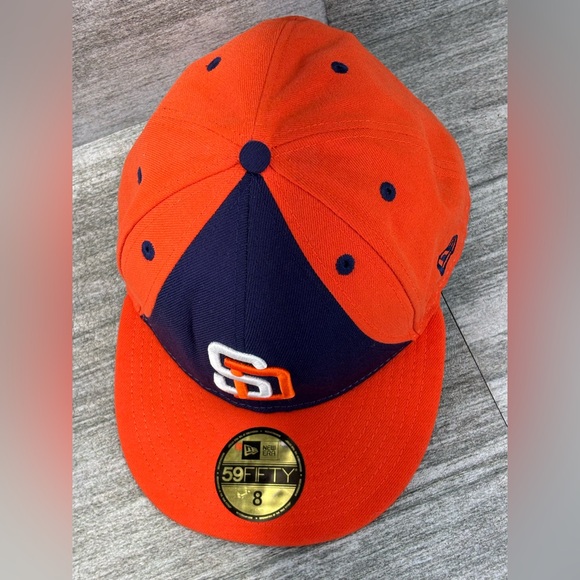 New Era San Diego Padres 59Fifty Wool Blend Fitted Hat Cap Size 8 MLB Flat Bill - Picture 2 of 15